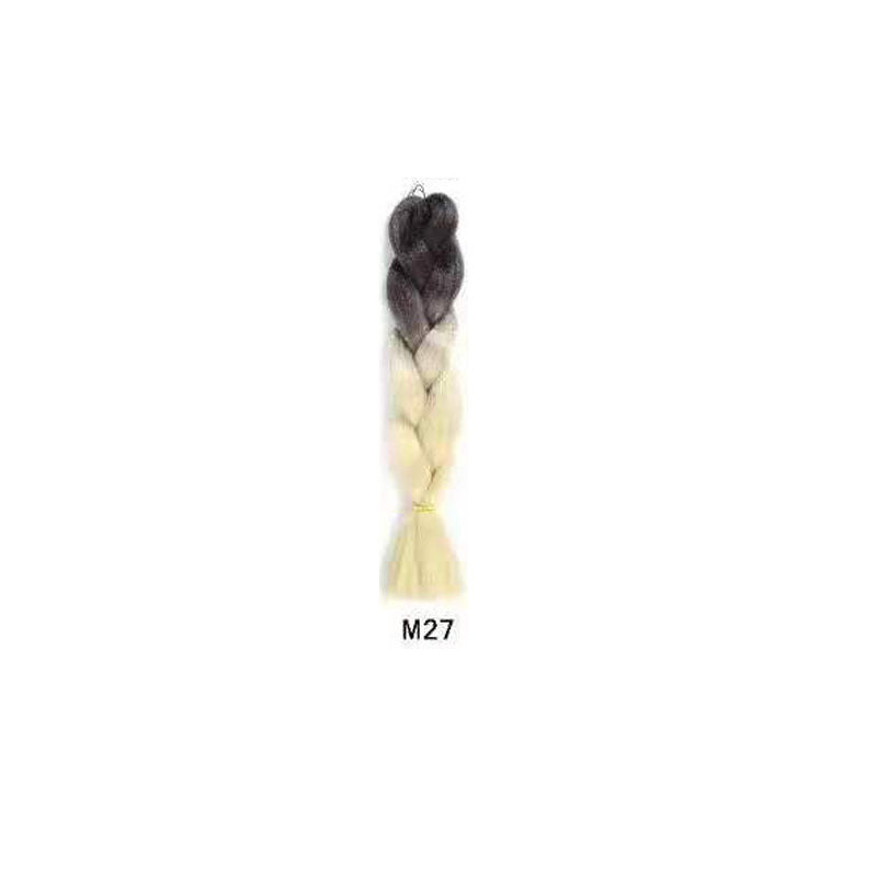 Black Wig Hair Extension High Temperature Silk Braid Gradient Color