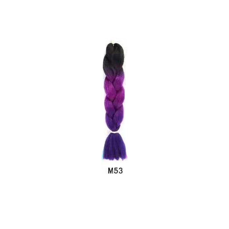 Black Wig Hair Extension High Temperature Silk Braid Gradient Color