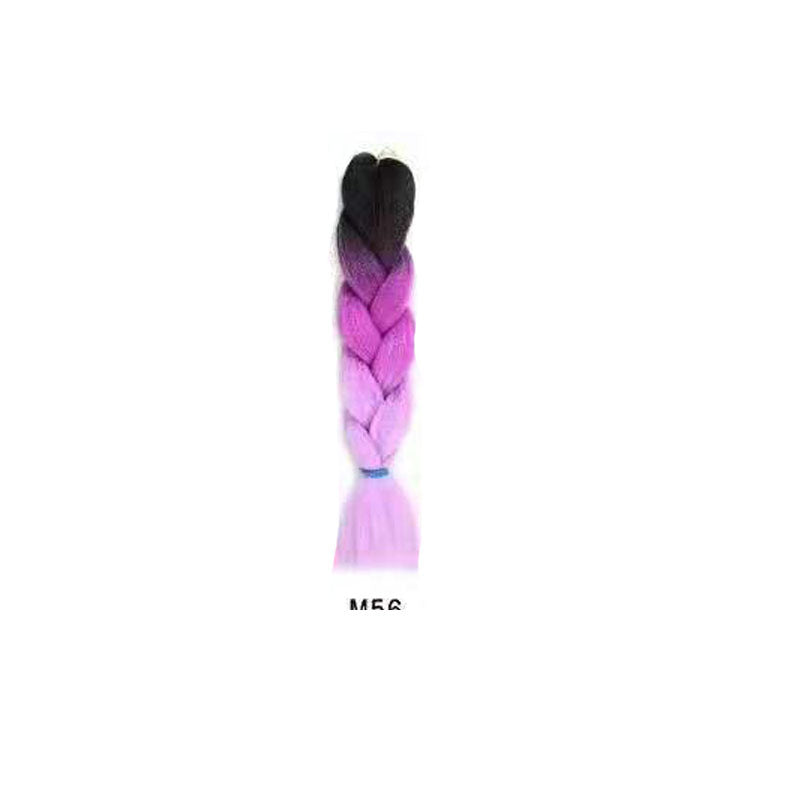 Black Wig Hair Extension High Temperature Silk Braid Gradient Color