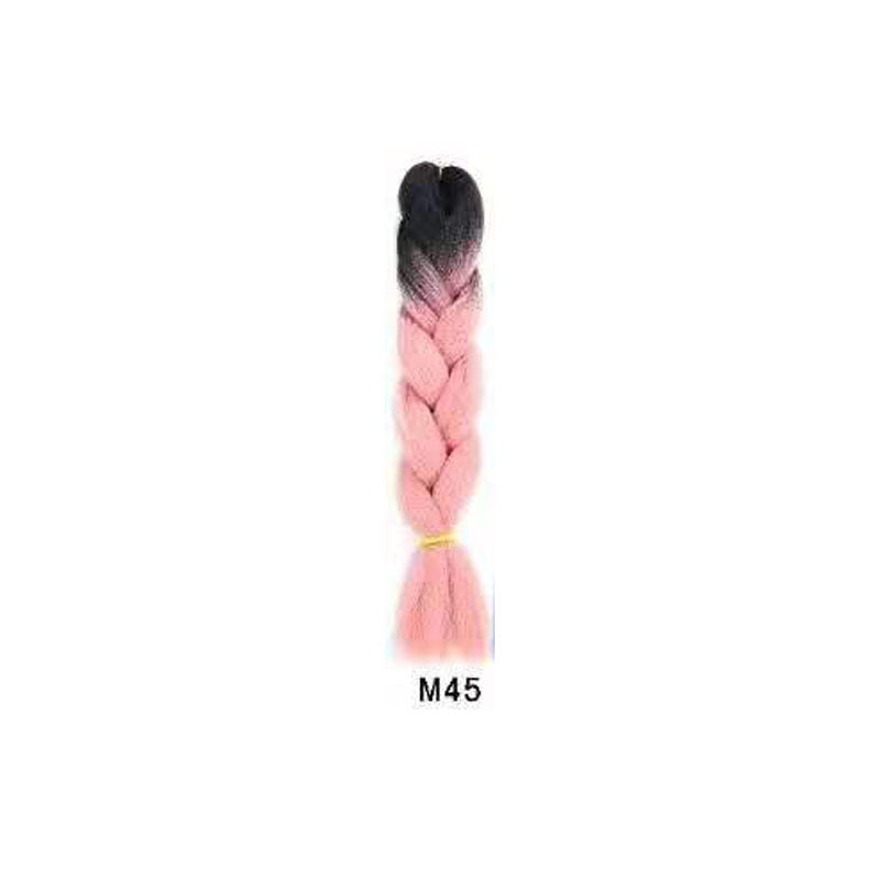 Black Wig Hair Extension High Temperature Silk Braid Gradient Color