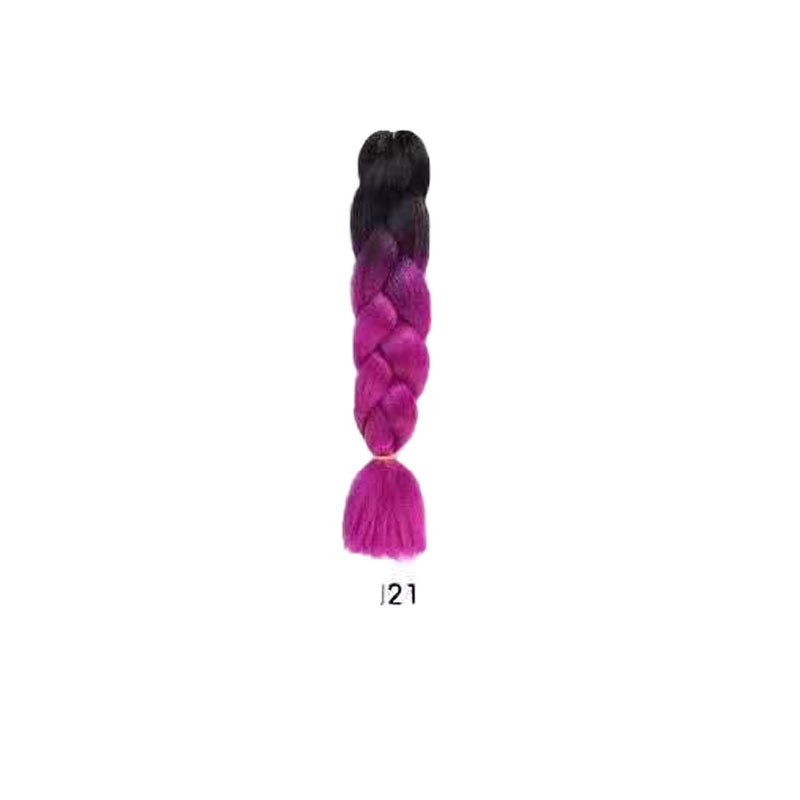 Black Wig Hair Extension High Temperature Silk Braid Gradient Color