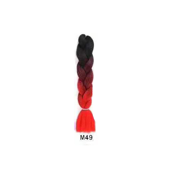 Black Wig Hair Extension High Temperature Silk Braid Gradient Color