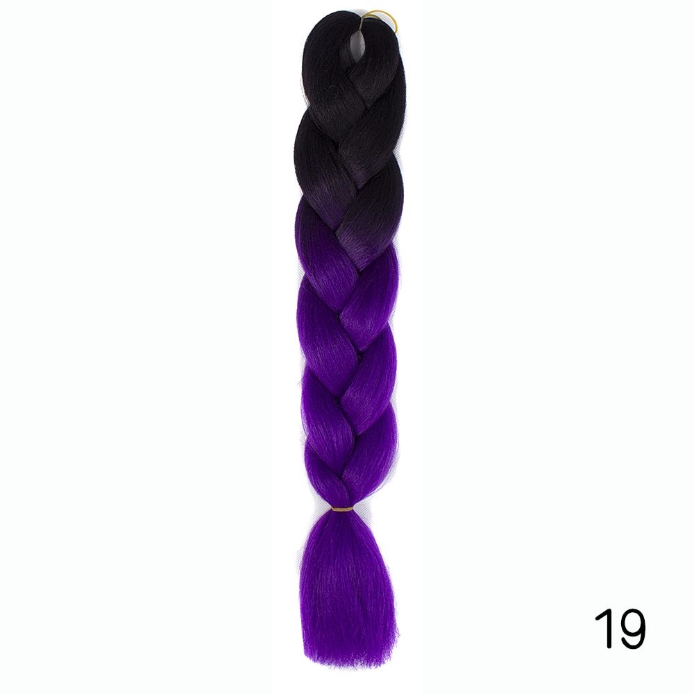 Black Wig Hair Extension High Temperature Silk Braid Gradient Color