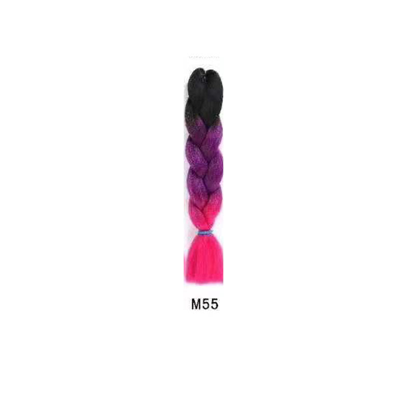Black Wig Hair Extension High Temperature Silk Braid Gradient Color