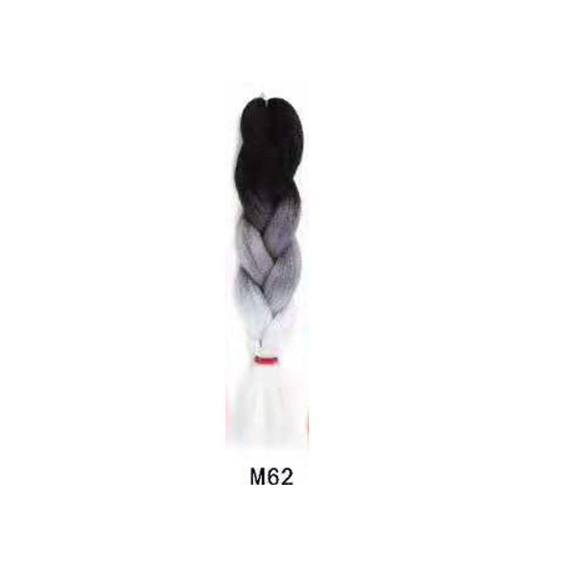 Black Wig Hair Extension High Temperature Silk Braid Gradient Color